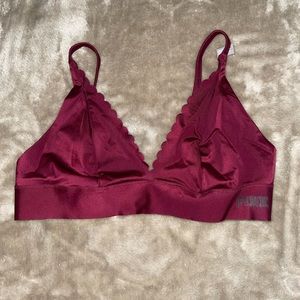 PINK maroon scalloped bralette size medium